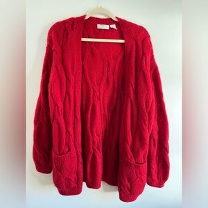 Liz Claiborne Vintage Red Mohair Blend Cardigan - Large